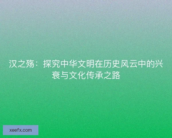 汉之殇：探究中华文明在历史风云中的兴衰与文化传承之路