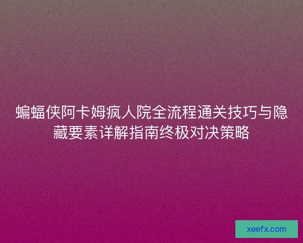 蝙蝠侠阿卡姆疯人院全流程通关技巧与隐藏要素详解指南终极对决策略