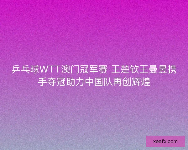 乒乓球WTT澳门冠军赛 王楚钦王曼昱携手夺冠助力中国队再创辉煌