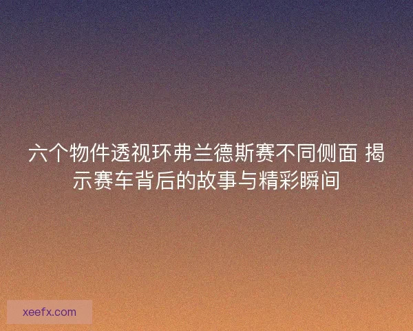六个物件透视环弗兰德斯赛不同侧面 揭示赛车背后的故事与精彩瞬间