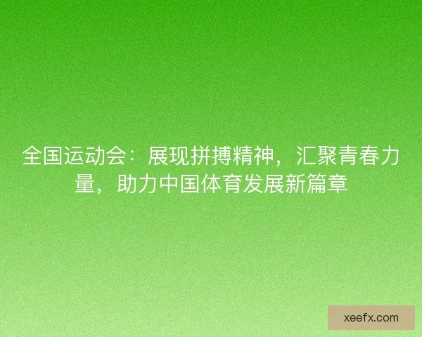 全国运动会：展现拼搏精神，汇聚青春力量，助力中国体育发展新篇章